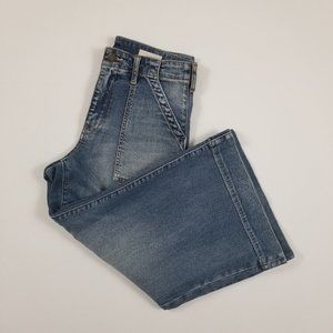 Anthro Pilcro Utility Wide Leg High Rise Jeans